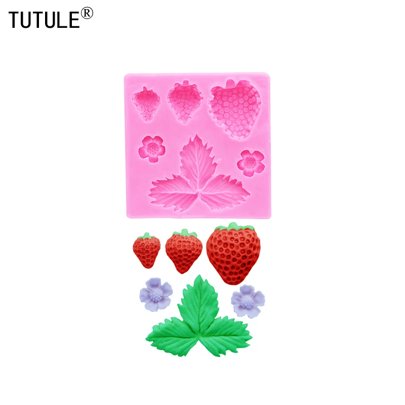 strawberry Silicone Mold sugar craft fondant tools cake decorating soap clays mould baking tool DIY strawberry kitchen Mould