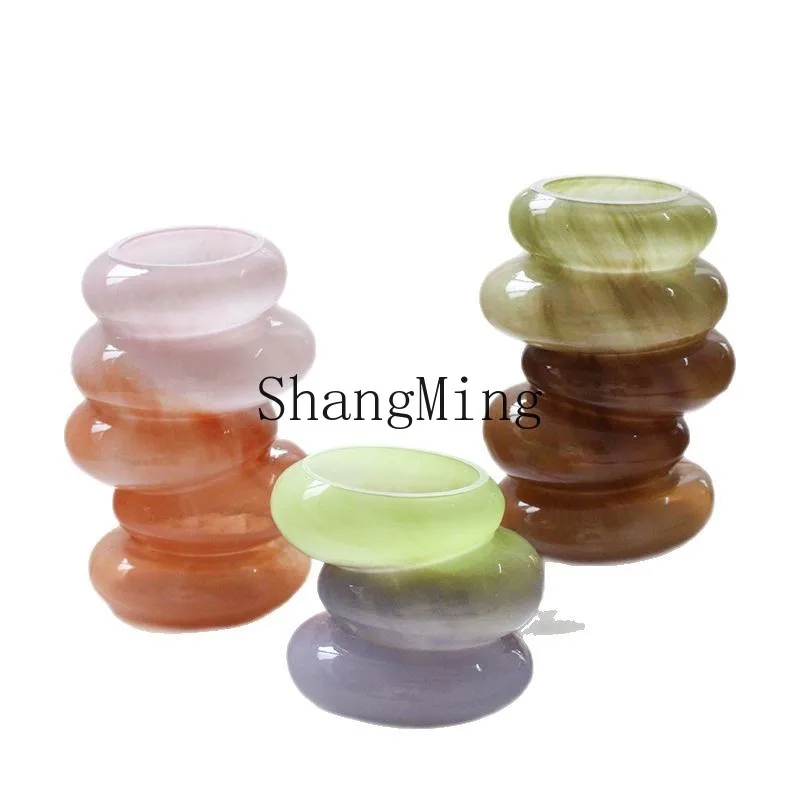 

DSA light luxury candy color gradual change glass vase creative flowers desktop caterpillar vase