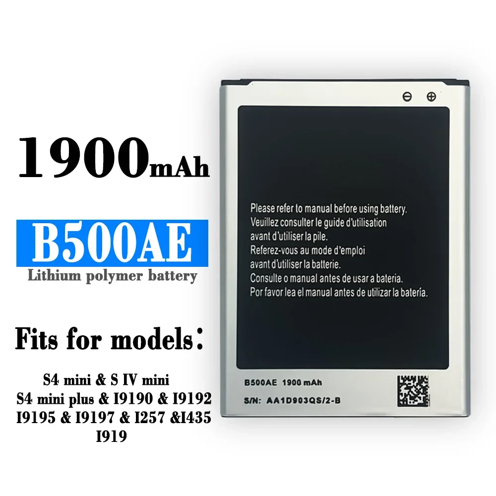 B500AE Replacement Battery For Samsung I9190 GALAXY S4 Mini / S IV Mini / S4 Mini Plus I257 I435 1900mAh Batteries