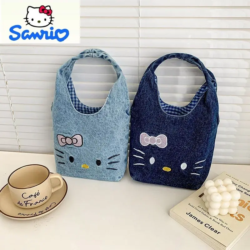 

Sanrio модная высококачественная ковбойская сумка большой вместимости с вышивкой для женщин, портативная универсальная сумка контрастного цвета