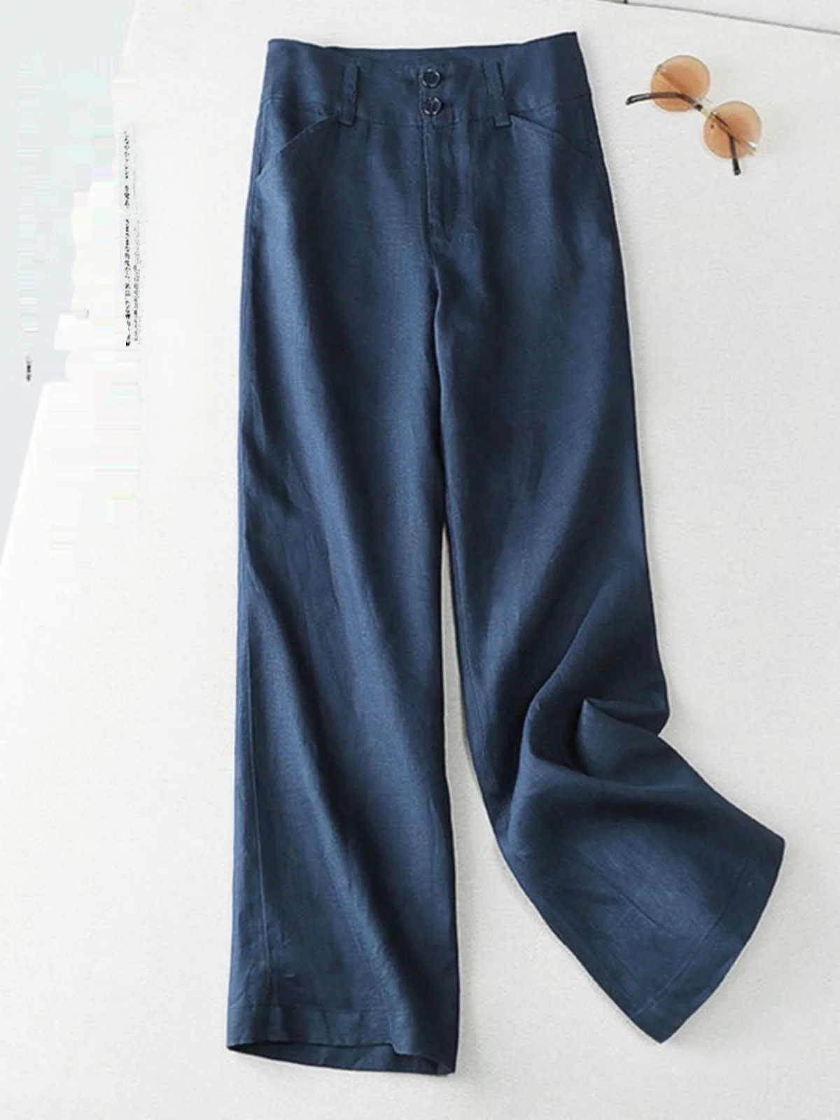 

Women's High Waist Cotton Linen Wide Leg Straight Cut Pants Spring Summer Loose Fit Breathable Comfortable Casual Trousers