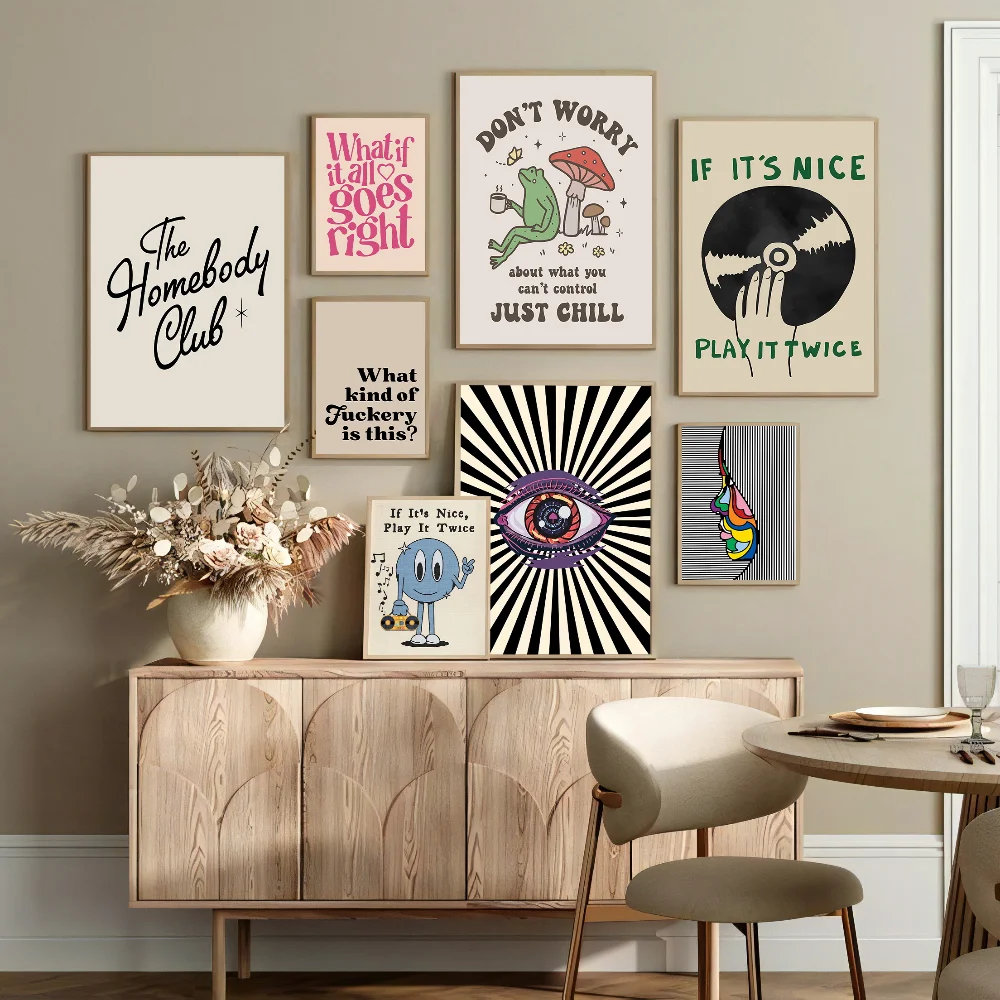 Simplicity Vintage Pink Cartoon Print Canvas Posters Wall Art Poster Home Decor Canvas Print Painting  Living Room Bedroom Decor