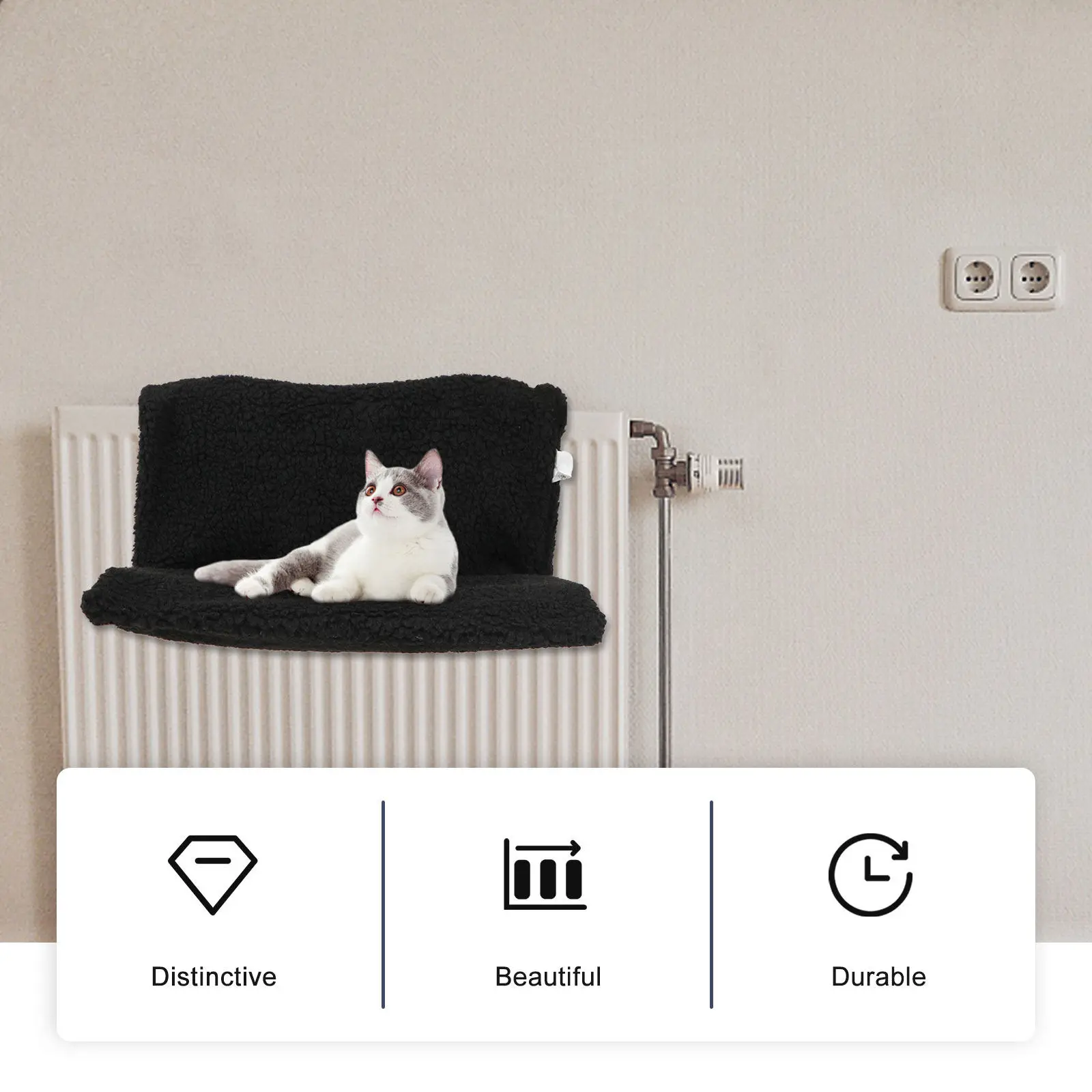 Hanging Cat Radiator Bed Warm Winter Cat Hammock Iron Frame Space Efficient Easy to Clean Removable Pet Bed