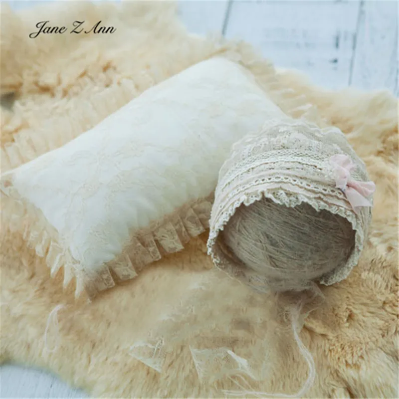 Newborn photography hat baby full moon children photo props hat Beige lace pillow studio picture shooting item