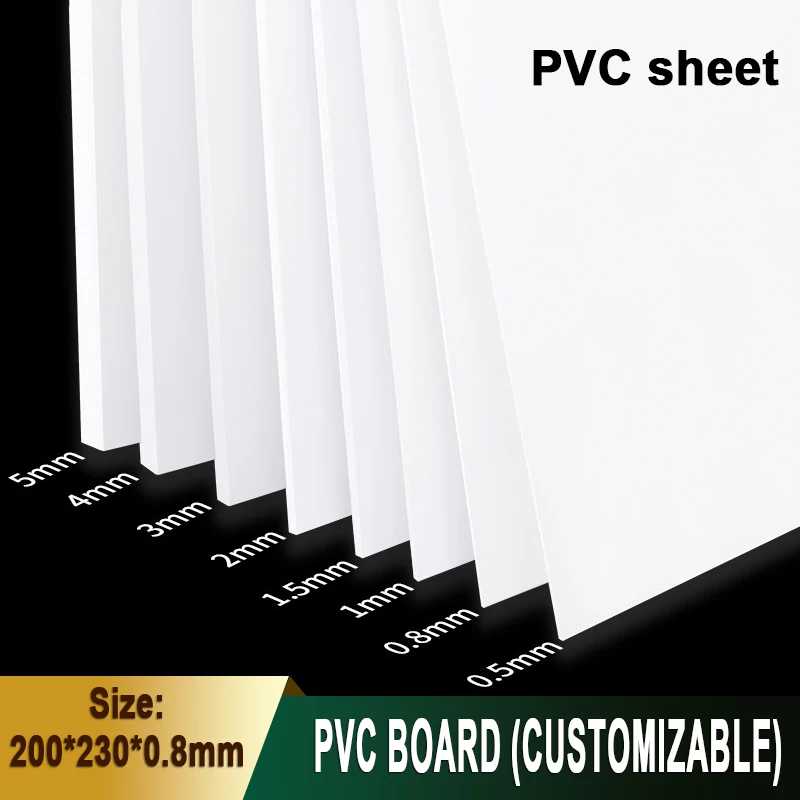 1-10Pcs 200*230*0.8mm White PVC Plastic Board Model Sheet Material for DIY Model Part Accessories Thickness 0.8mm Customizable