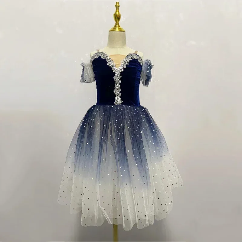 

2025Children condole belt veil adult ballet performance clothing long skirt little swan dance sequins princess dress uniforms of