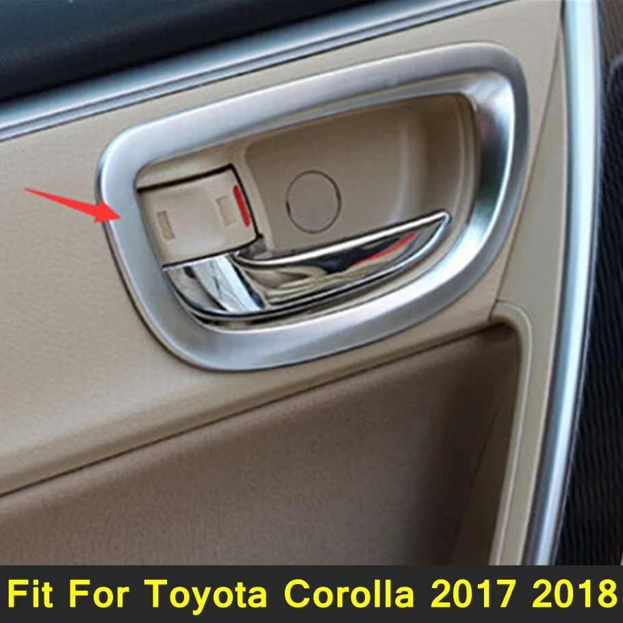 

Auto Styling Inner Door Pull Handle Bowl Decoration Frame Sticker Cover Trim Matte ABS Accessories For Toyota Corolla 2017 2018