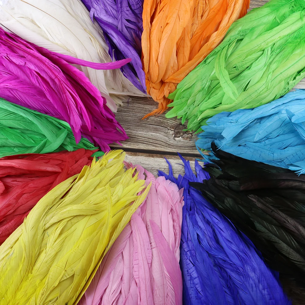 زخرفة ريشة الديك الطبيعية ، فستان الحفلات ، المهرجانات ، اكسسوارات الملابس الإبداعية ، هامش ريش الديك ، ارتفاع 25-30 سنتيمتر ، 1 م