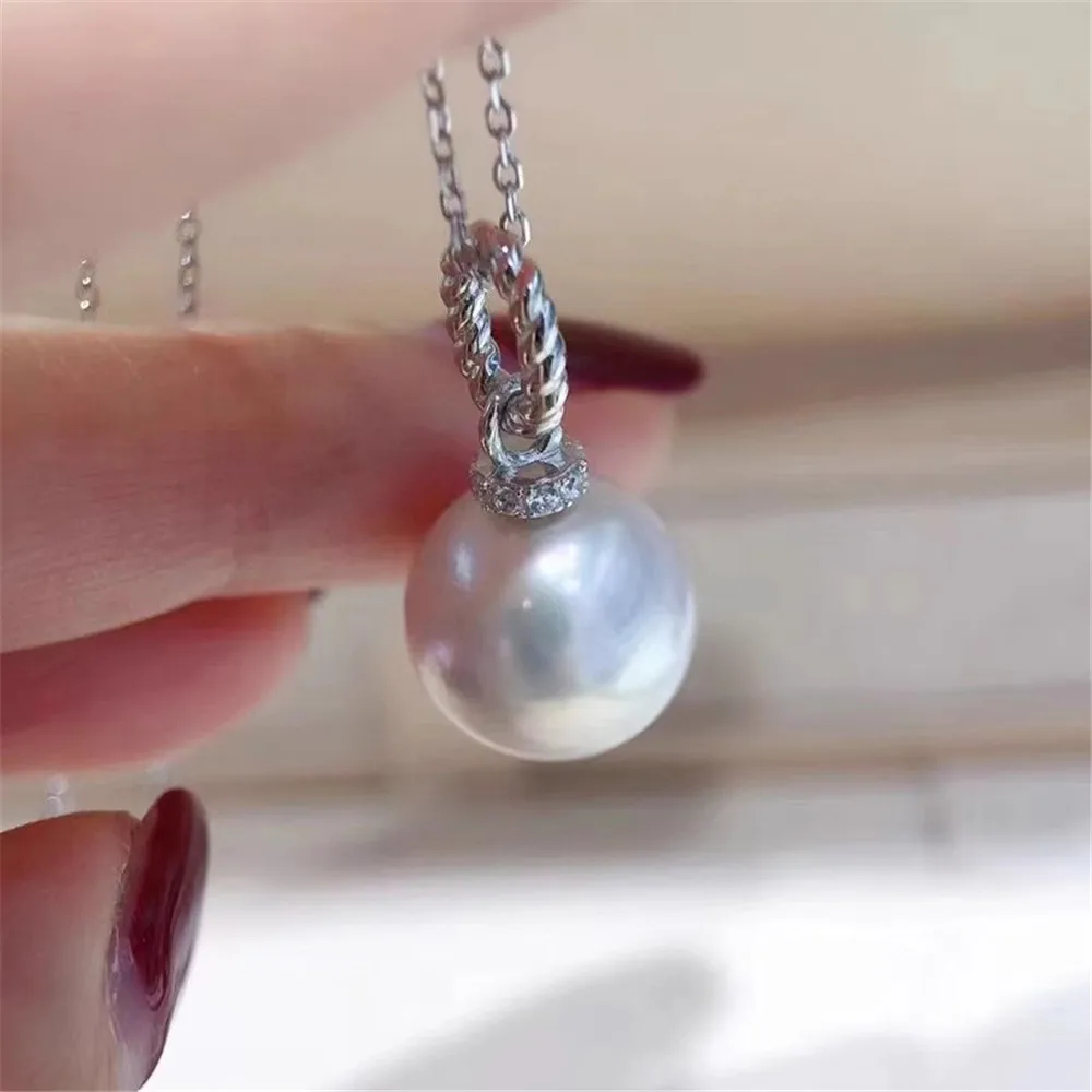 

DIY Pearl Accessories S925 Sterling Silver Pendant Empty Gold Silver Necklace Pendant Fit 9-15mm Circle D145