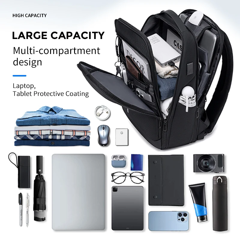 Fenruien Large Capacity Waterproof Backpacks USB Charge Men Backpack Fit 15.6 