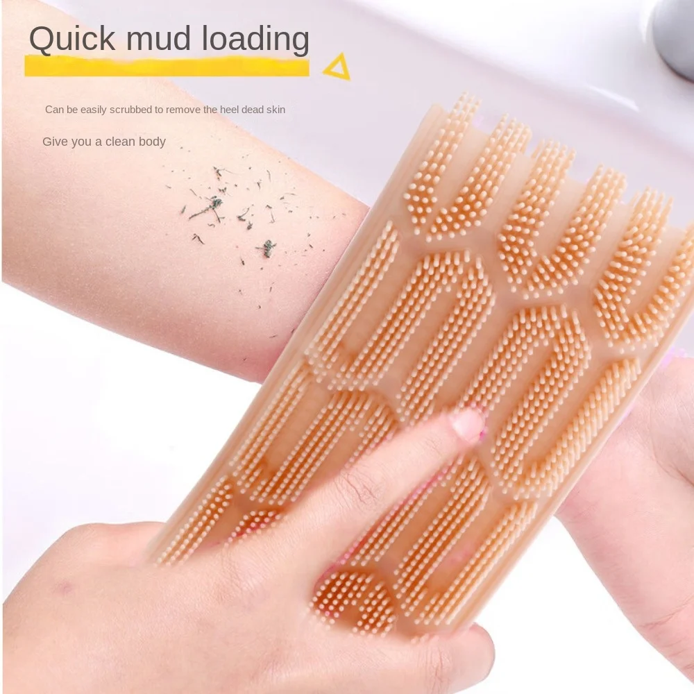 1Pc Silicone Body Scrubber Bath Brush Shower Exfoliating Brush Belt Back Scrub Body Cleaner Cleaning Strap Bathroom Accessories