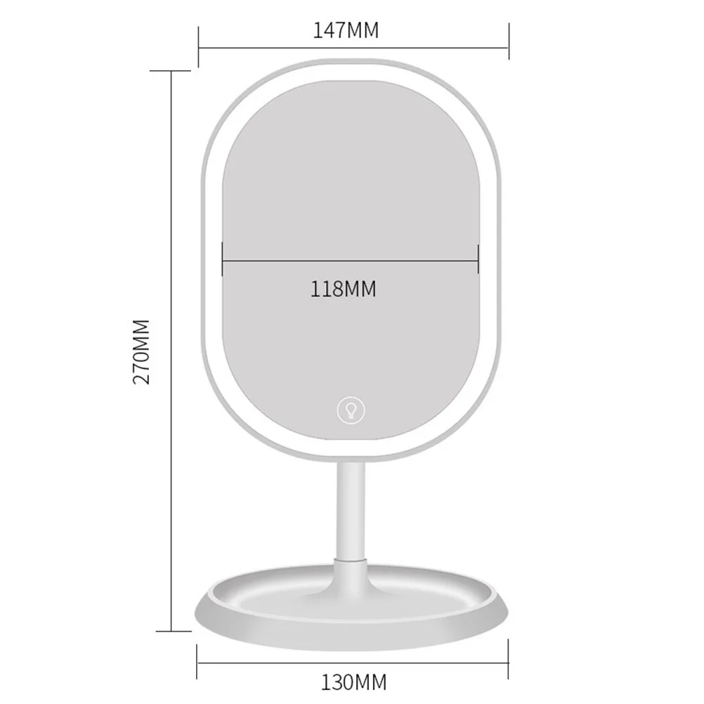 Lusterko do makijażu LED z czujnikiem dotykowym, obracane o 180 stopni, regulowane, stojące lusterko na biurko, do łazienki, sypialni, podróży.