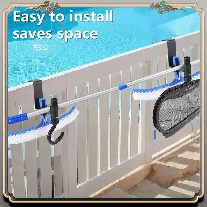 

Durable 2Pcs Pool Fence Hooks, Pool Tool Organizer For Hanging Pool Cleaning Accessory, Pool Pole,Brush, Leaf Skimmer Net