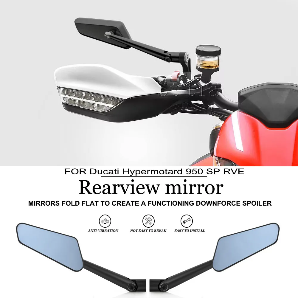 Motorcycle Aluminum Stealth Winglets Side View Mirrors Rear View Mirrors For  Ducati Hypermotard 950 SP RVE Wind Wing Mirrors