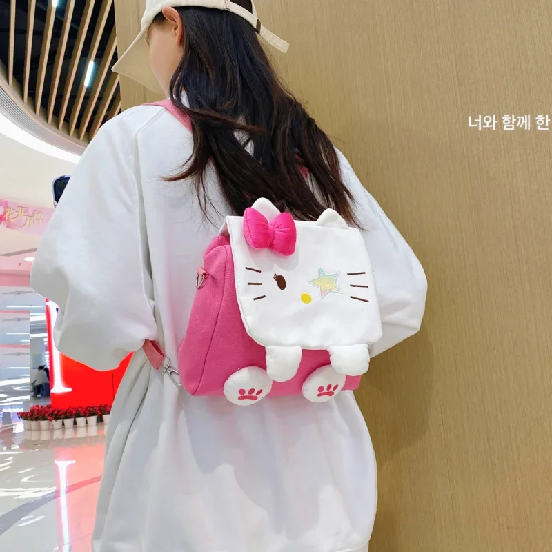 Sanrio New Hello Kitty Cartoon Crossbody Bag Large Capacity Casual and Lightweight Shoulder Pad Cute One-Shoulder Backpack