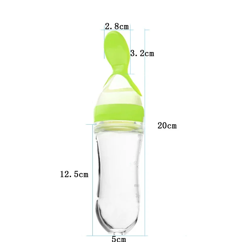 Mushy Food Feeder Spoon for Baby Feeding Puree Juices Egg Custard Feeder Press Type Bottle Spoon Infant Kids Nipple Utensils