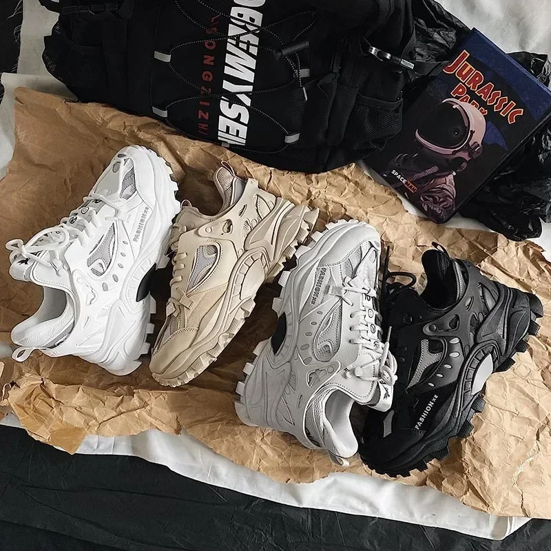 Buty wulkanizowane luksusowe trampki męskie Harajuku Chunky adiders jesienne czarne obuwie do biegania męskie High Fashion Zapatos Hombre