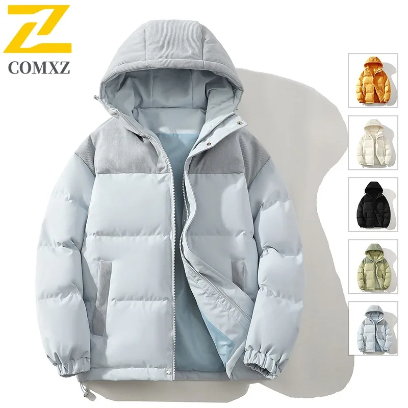 سترة COMXZ للمغامرة الخارجية للرجال، معطف فاخر بغطاء للرأس متعدد الوظائف بلون سادة، معاطف شتوية مريحة وخفيفة الوزن #3