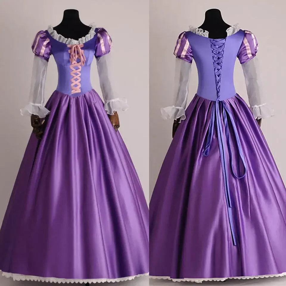 Cosay Sissy Adult Long Hair Purple Princess Flower Dress Set Women's Fairy Tale Clothing (Customized ) Homecoming Anime