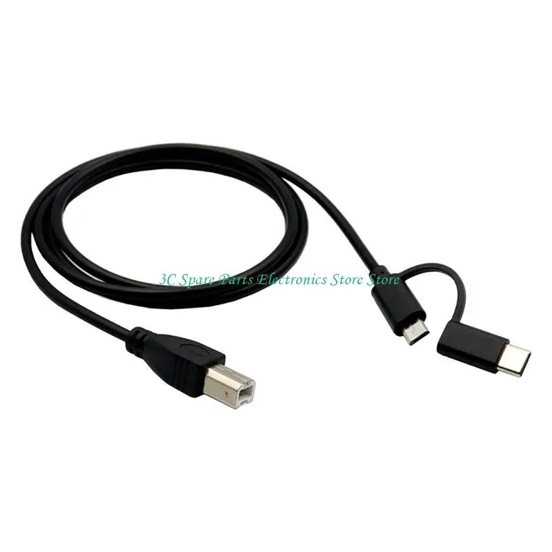 SZ Universal Micro USB + Type C Male to USB B Male Date Line OTG Cable 1m/1.5m/2m