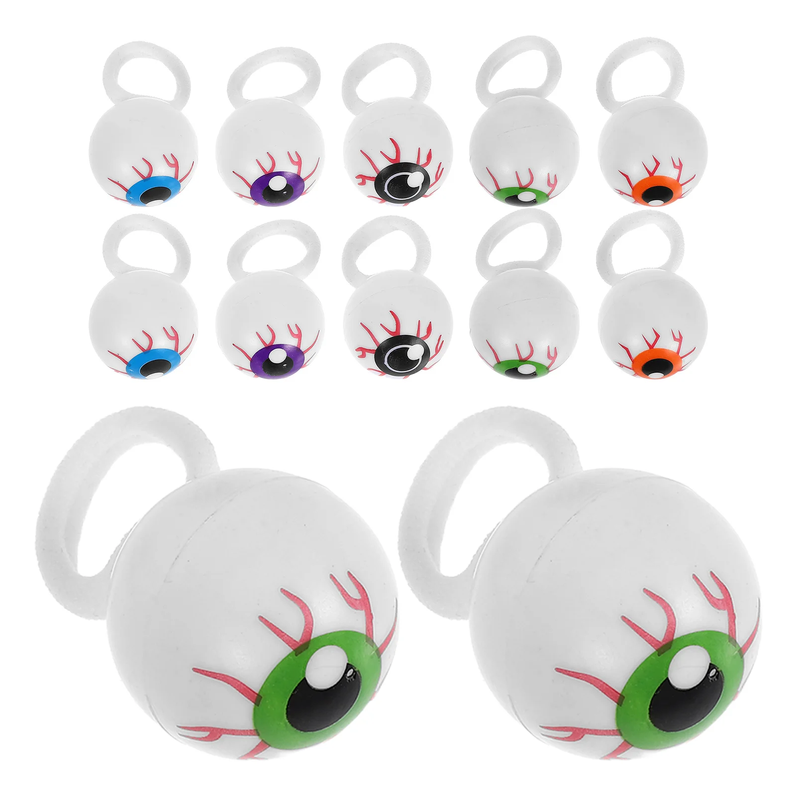 

15Pcs Halloween Eye Style Rings Prank Accessories Stretchy Hair Ties Elastic Bands for Carnival Party Supplies
