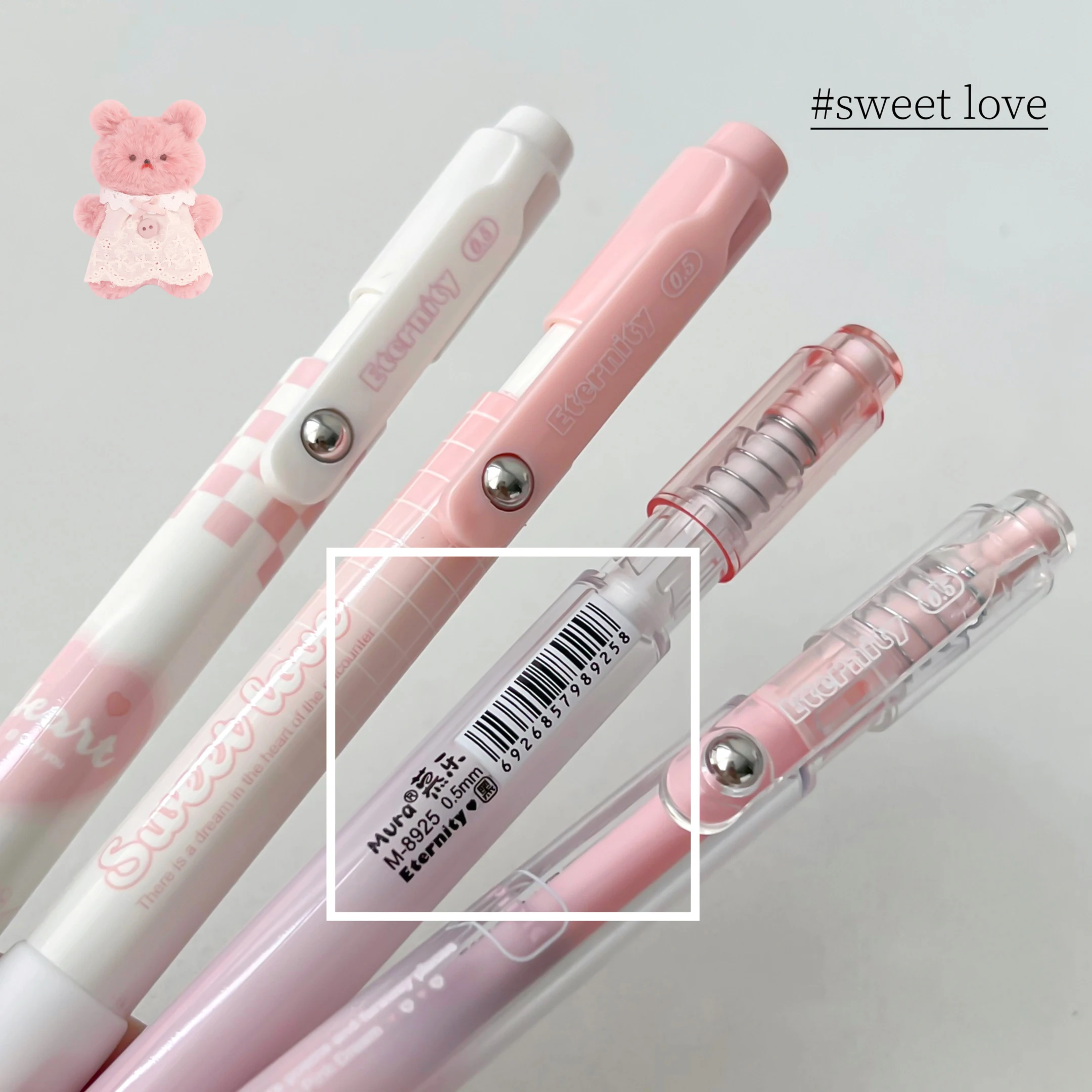 Imagem -04 - Série Rosa Branco Gel Ink Pen para Estudantes Secagem Rápida Caneta Escrita Escola Material de Escritório 05 mm Peças por Conjunto Alta Qualidade