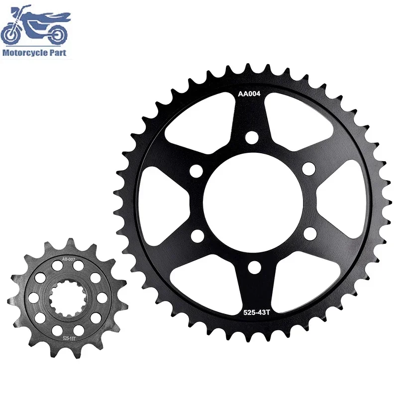 

525 15T 43T Motorbike Front Rear Sprocket Carburized Steel 20CrMnTi for KAWASAKI Z1000 Z1000R KLZ1000 KLZ 1000 Ver/sys ABS 1000S