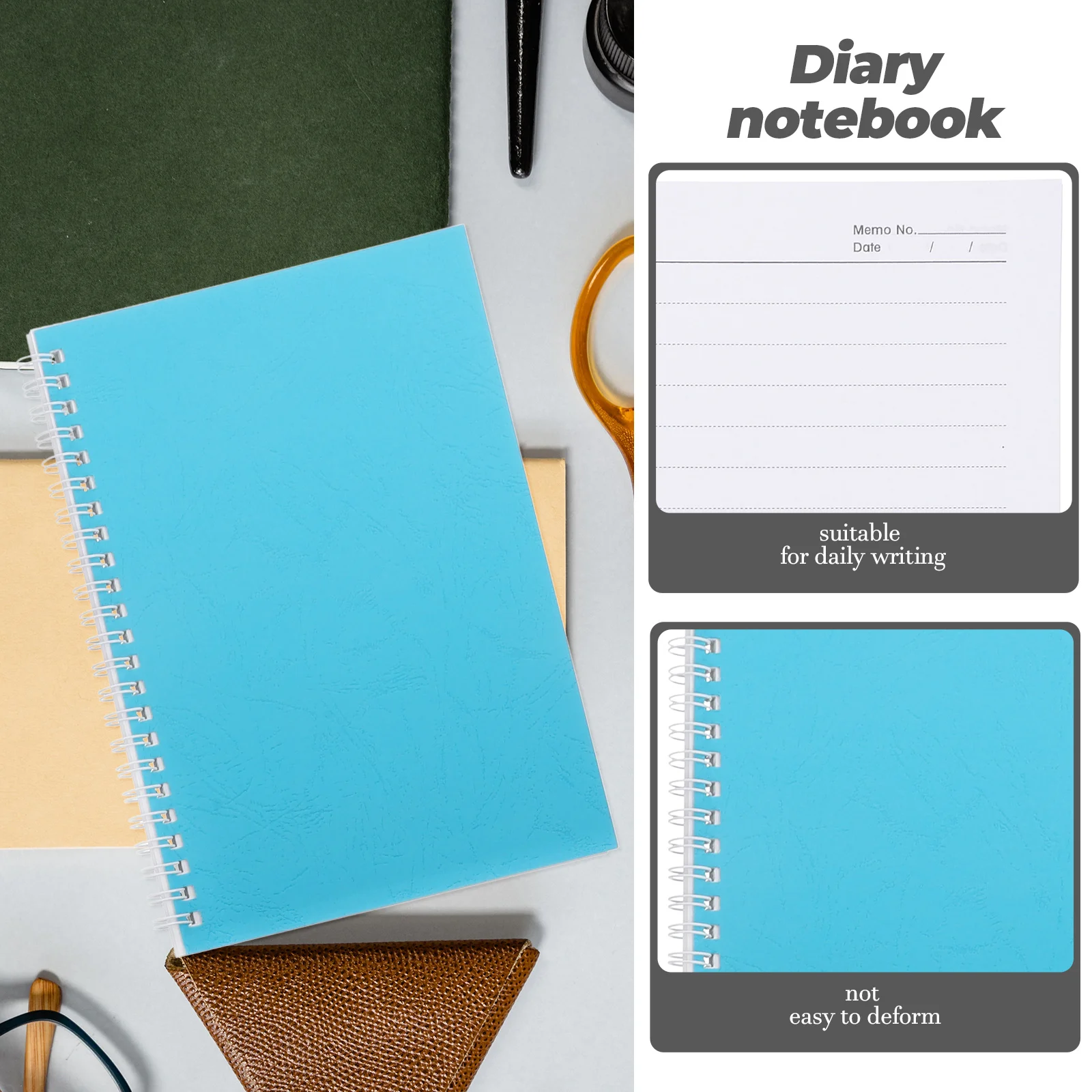 3 Pcs Notebooks for Work College School Supplies Planning Spiral Carry Taking Diary Metal Student