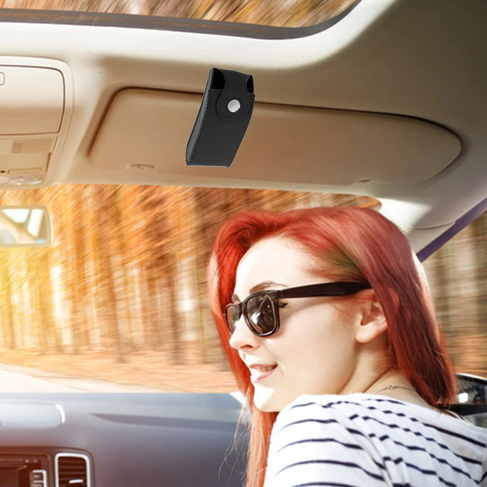 

Car Glasses Box Eyeglasses Storage Case PU Sunglasses Holder Visor Organizer Scratch Protection Compact Design Travel