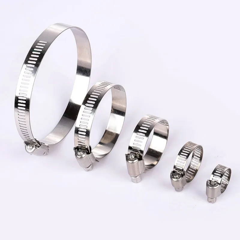 10Pcs Adjustable Screw Worm Gear Drive Fixed Wire Hose Clamp 201 Stainless Steel Hose Hoop Pipe Clamp Band Clip 8-197mm