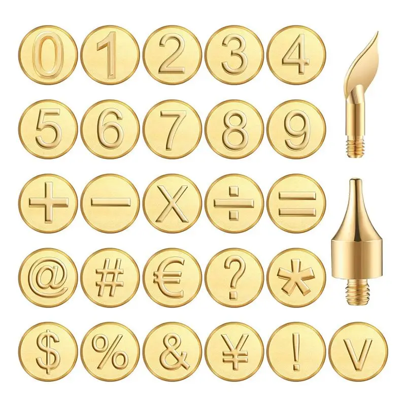 Exquisite-28 Pieces Wood Burning Tip Number Wood Burning Tool Number And Symbol Set For Wood And Other Surface By Wooden Number