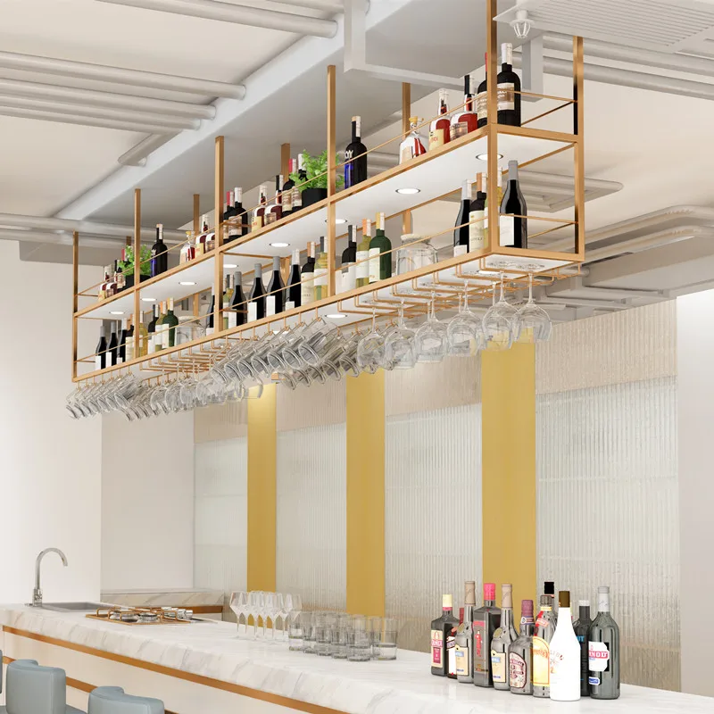 Bar hanging hanger, bar wine rack, storage rack, wrought iron upside-down goblet holder, milk tea shop, restaurant ceiling wall