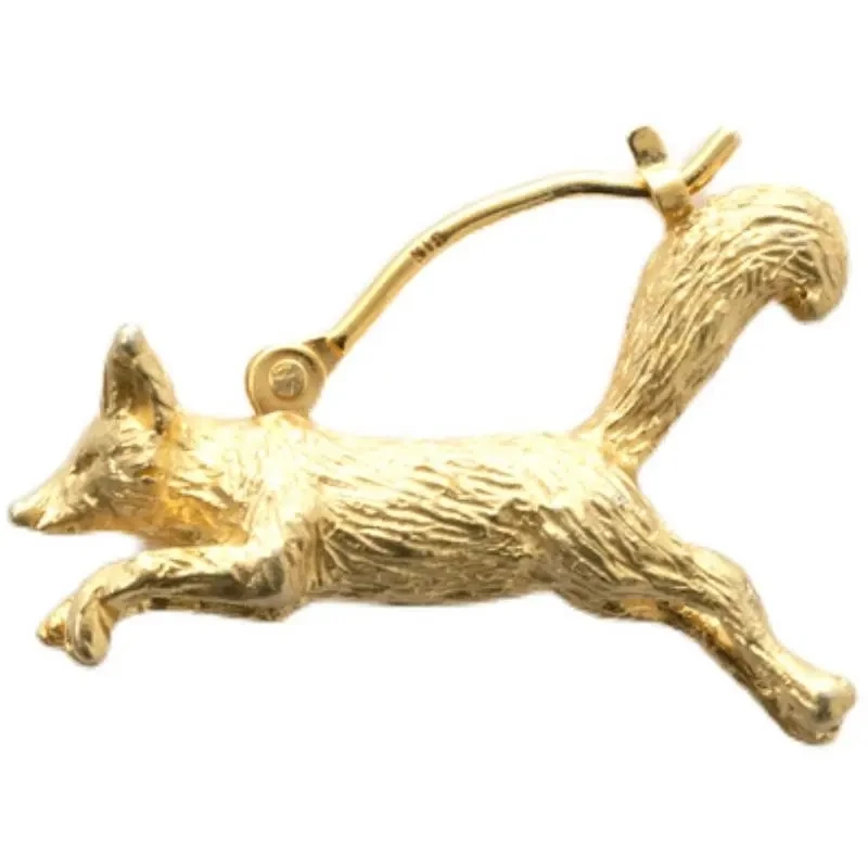 Personalized Design Fox Perforated Earrings Gold Color Animal Series Earrings Abstract New Chinese Style