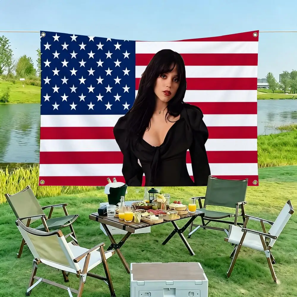 Jenna O-Ortega Singer Flags Hanging Flag Banner Home Outdoor Camping Picnic Party Decoration Fashion Best Selling Wall Art Decor