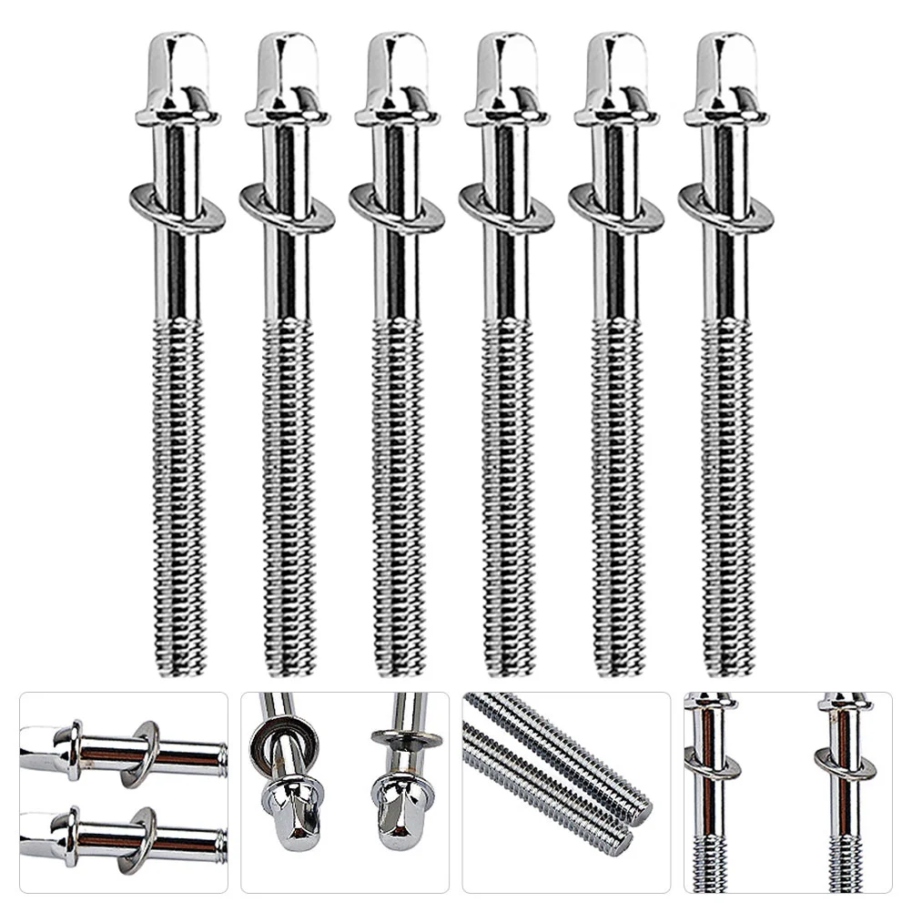 6 Pcs Drum Screws Rods Snare Lugs Hardware Tension Tight Percussion Accessories for Kit