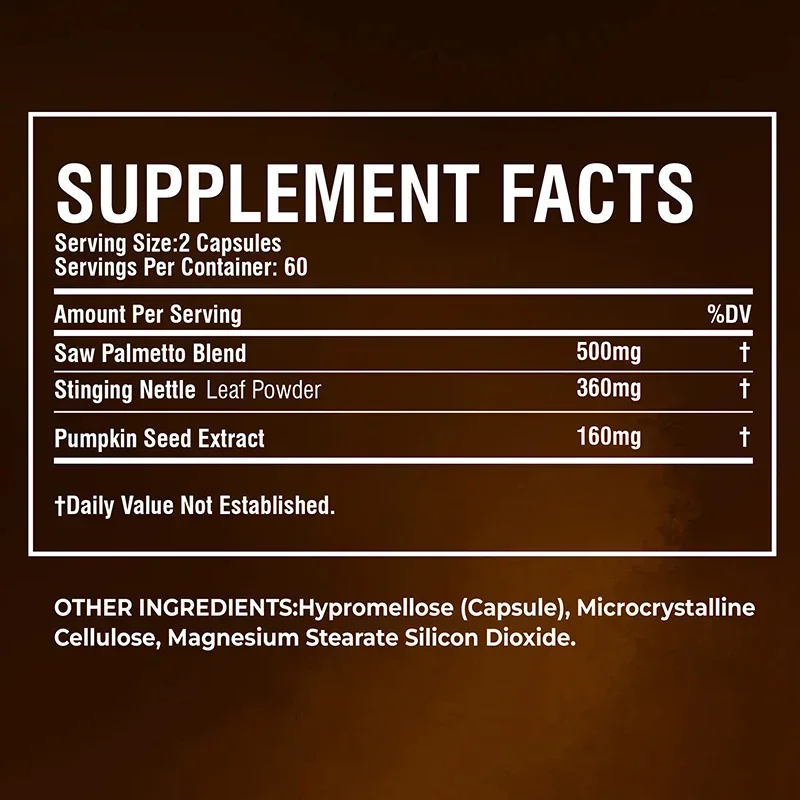 Saw Palmetto Capsules - with Stinging Nettle + Pumpkin Seed, Supports Urinary and Prostate Health, Improves Sleep, Non-GMO