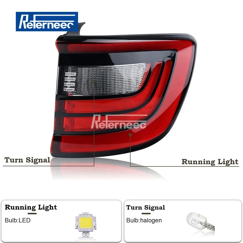 Outer Tail Light LED Rear Lamp Compatible Right Passenger Side for 2014-2023 Dodge Durango With Bulbs 68155948AC 68272126AA