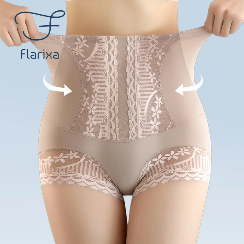 Flarixa Summer Ice Silk Panties for Women\'s High Waist Shaping Panties Postpartum Tummy Control Hip Lift Panty Body Shaper Pants