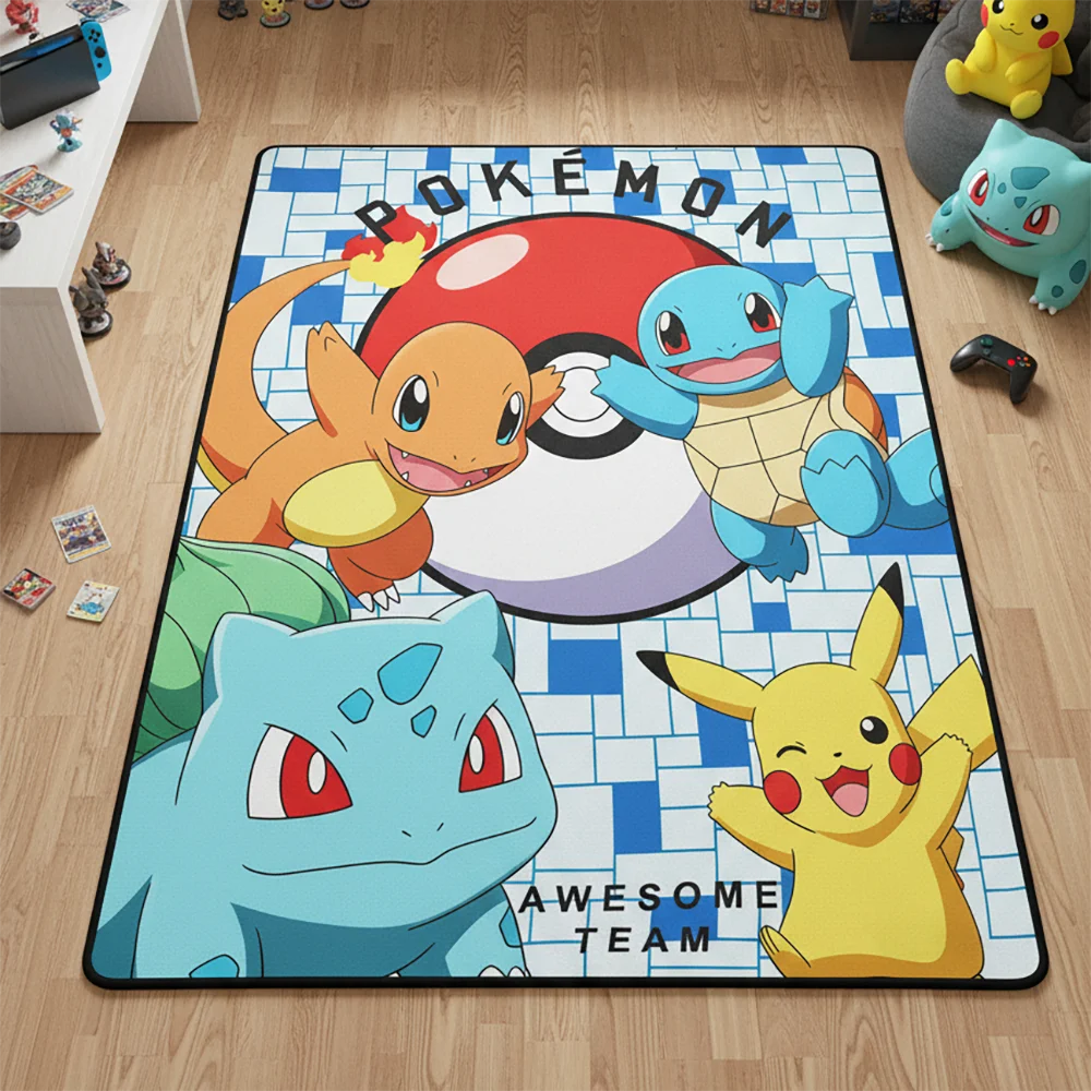 Gaming Accessories For Kids Room - Anime Halı Pokemon Sevimli Aile Halısı