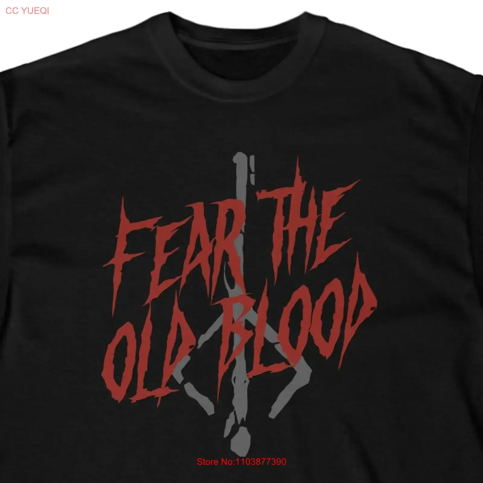 T-shirt Fear The Old Blood BORNEs Crow T rings gamer game Metal pour homme ou femme Runes rune vintage délavé élégant décontracté unisexe