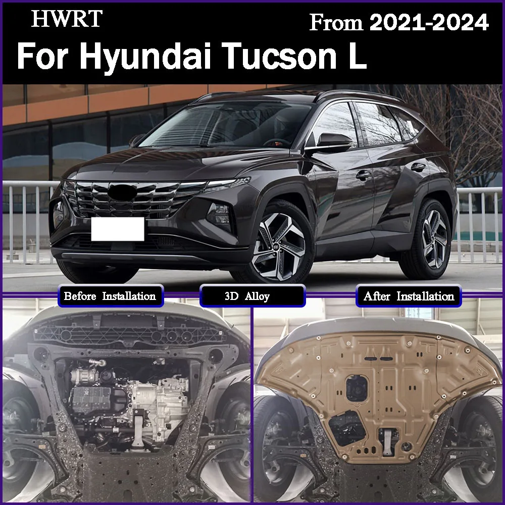 

Engine Guard Board Splash Shield Mud Fender Plate Cover Black Car Mudflap Mudapron Mudguard For Hyundai Tucson L 2021-2024 2.0L