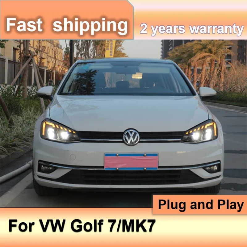 اكسسوارات السيارات لشركة فولكس فاجن جولف 7 رئيس ضوء 2013-2017 فولكس فاجن MK7 العلوي DRL بدوره إشارة منخفضة عالية شعاع العارض عدسة #5
