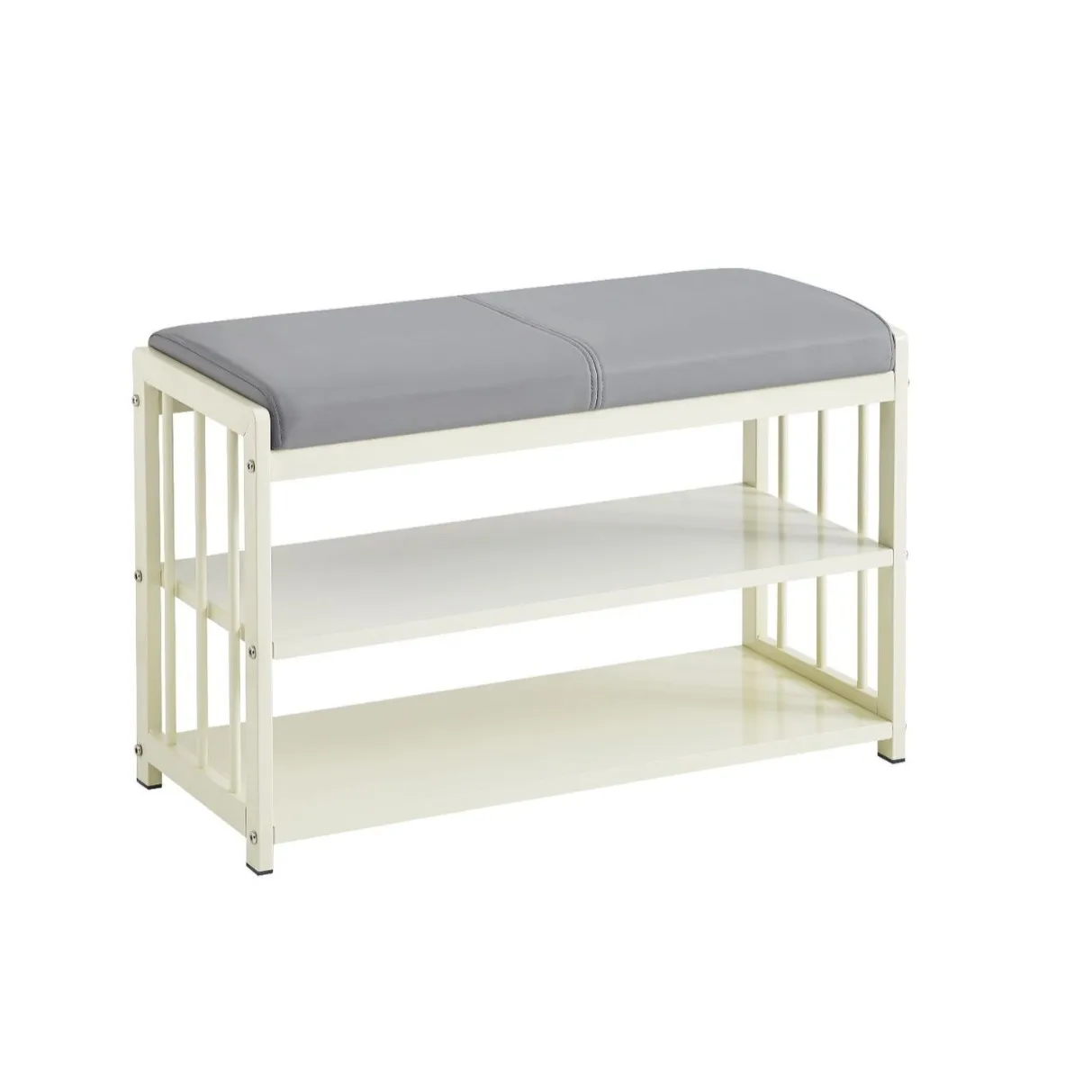 

Modern Metal Shoe Changing Stool Storage Shelves Soft Cushion Integrated Bench for Living Room Warehouse Doorway Entrance (Up 11