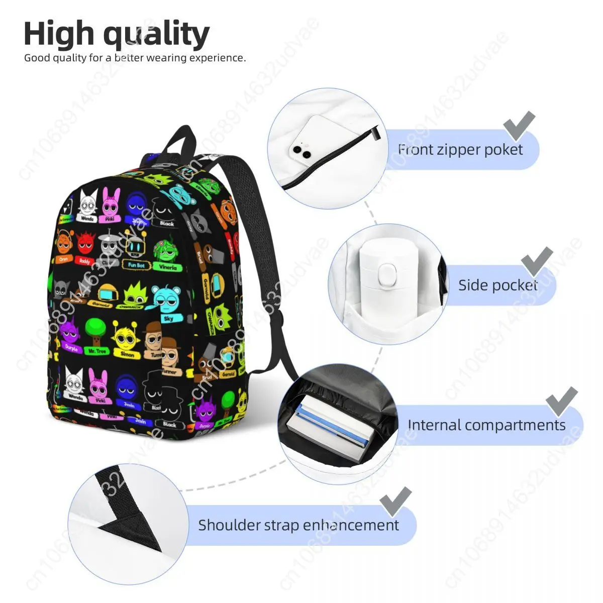 All Type Of New Sprunki 2025 Backpack for Men Women Casual Student Business Daypack Beat Game College Shoulder Bag with Pocket