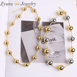 5PCS, Gold Silver Color Ball Beads Chain Necklace for Women Men New Trendy Charm Gothic Choker Necklace Fashion Jewelry Gifts