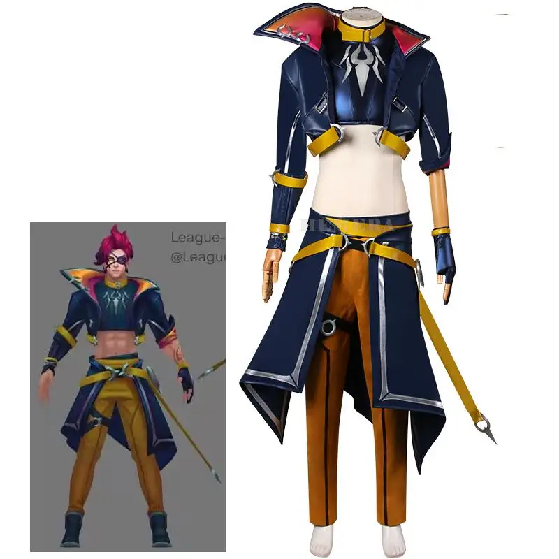 

Game LOL Heartsteel Cosplay Shieda Kayn Costume Men's Top Jacket Pants With Accessories Suit Halloween Carnival Outfit