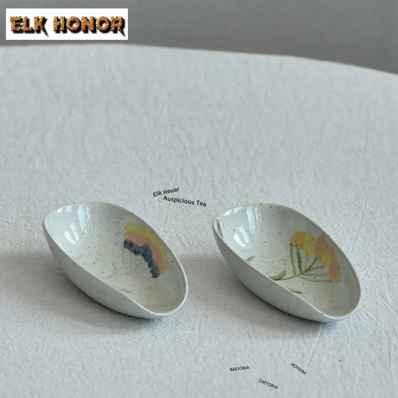 ZAEYORIA Hand-painted Small-sized Tea Scoop Vintage Chahe Shovel Household Awakening Tea Ladle Tieguanyin Cafes Ornaments