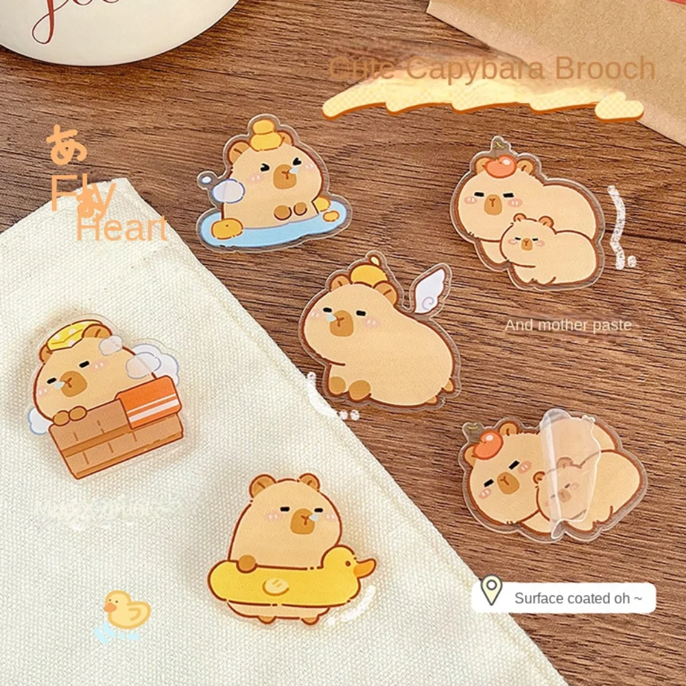 Toy Acrylic Capybara Corsage Cartoon Cute Capibara Kapibara Broochs Quicksand Animal Badges Girls Kids Women