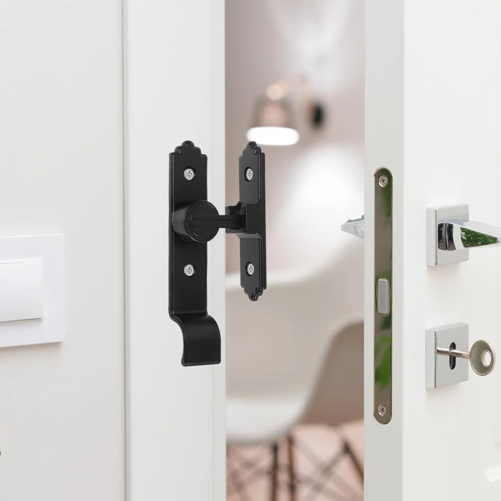 قفل الباب المحمول مزلاج البطاقة لا الحفر قفل أمان الباب الداخلي للحمام الحظيرة شقة تعزيز الأمن
