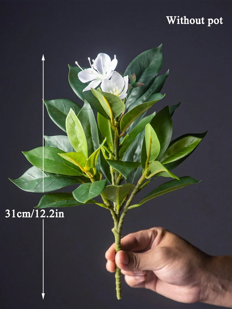 21–40 cm künstliche Azaleen-Pflanzen, künstlicher Gummibaum, tropische Palmenblätter, künstlicher Ficus mit Blumen, grüne Kunststoffpflanzen für Zuhause – Detail 16